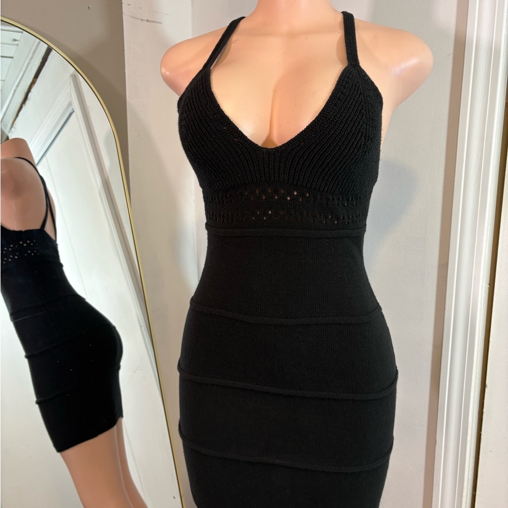 H&M Black Knit Mini Dress